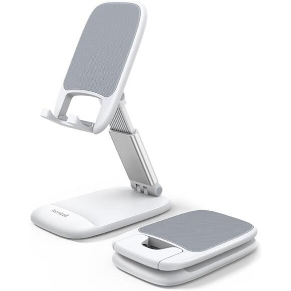 Adjustable White Phone Stand Desk Holder Foldable Gift for iPhone Android - Picture 7 of 7